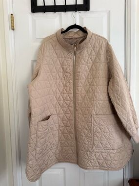 Lane Bryant Lightweight Beige Quilted Zip-Front Jacket - 26/28
